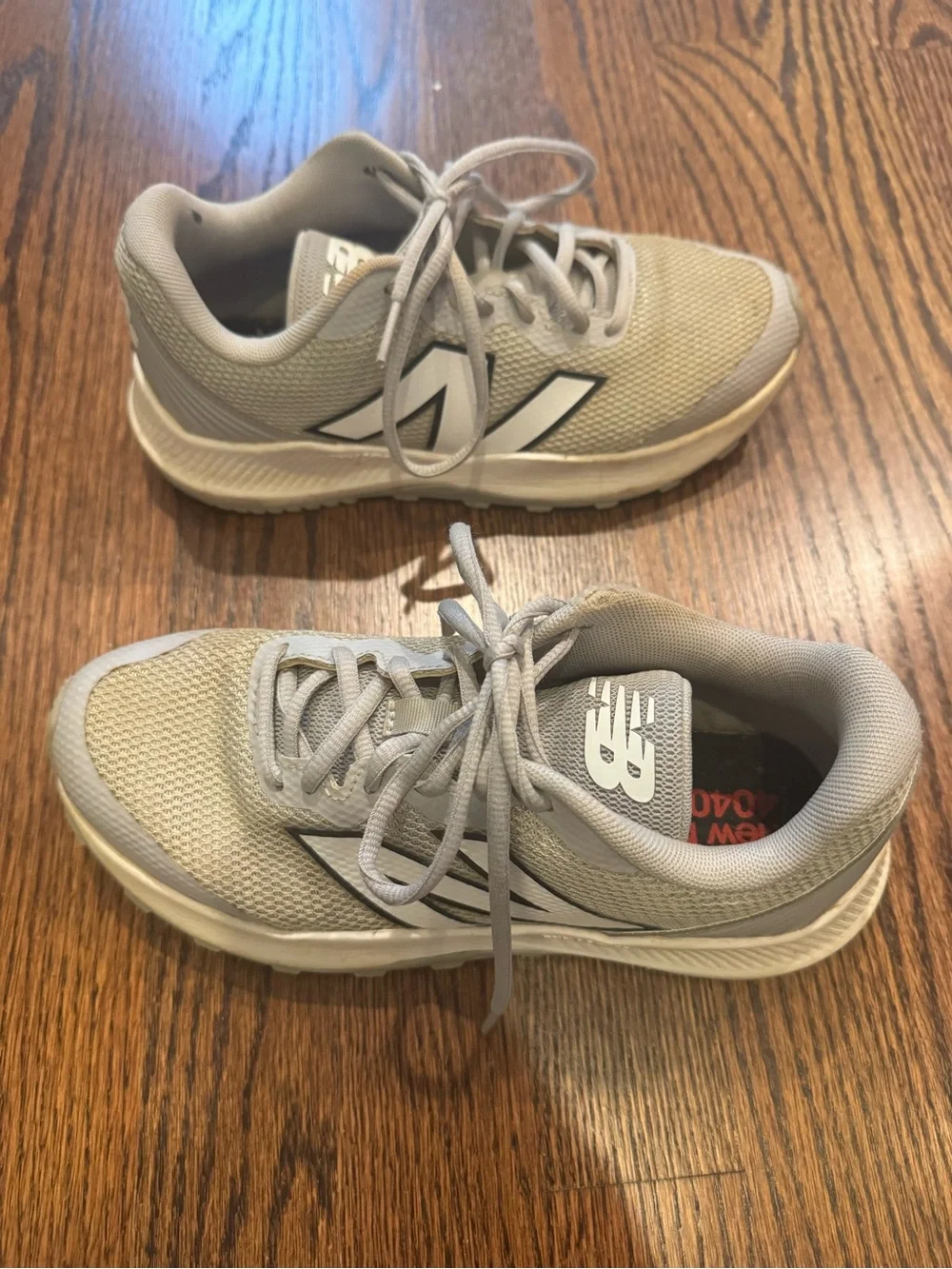 New Balance Turf Kids Light Gray Mesh Athletic Sneakers